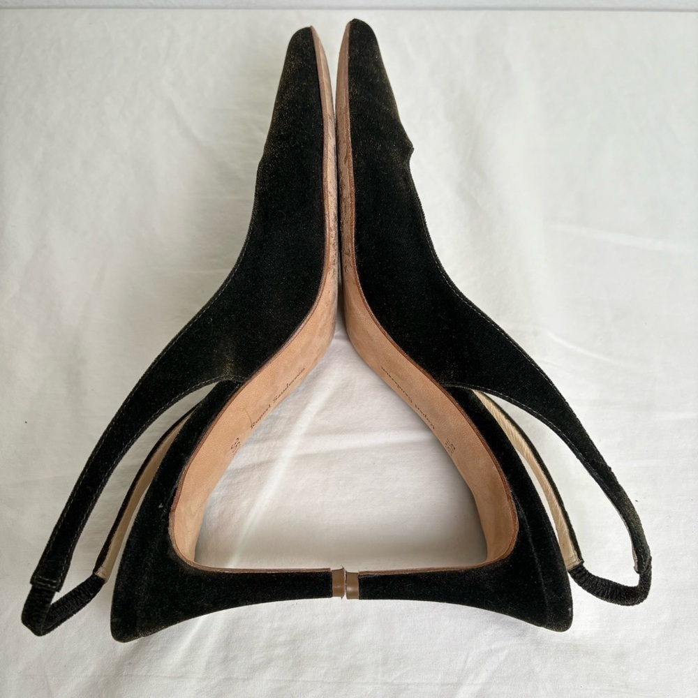 RUPERT SANDERSON Green Gold Velvet Pointed Toe Kitten Heel Slingback ITALY 5.5 - Picture 11 of 17